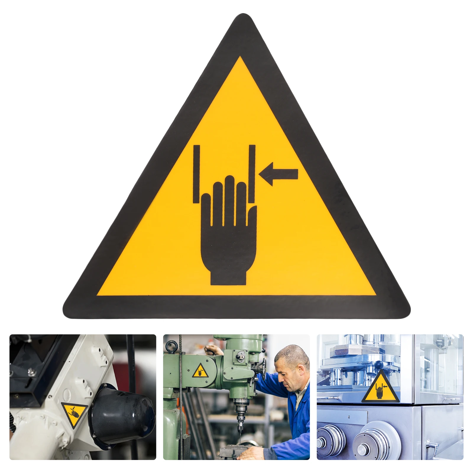 

Hand Crushing Warning Sign Safety Identification Sticker Adhesive Label For Factory Construction Sites Traffic Safety