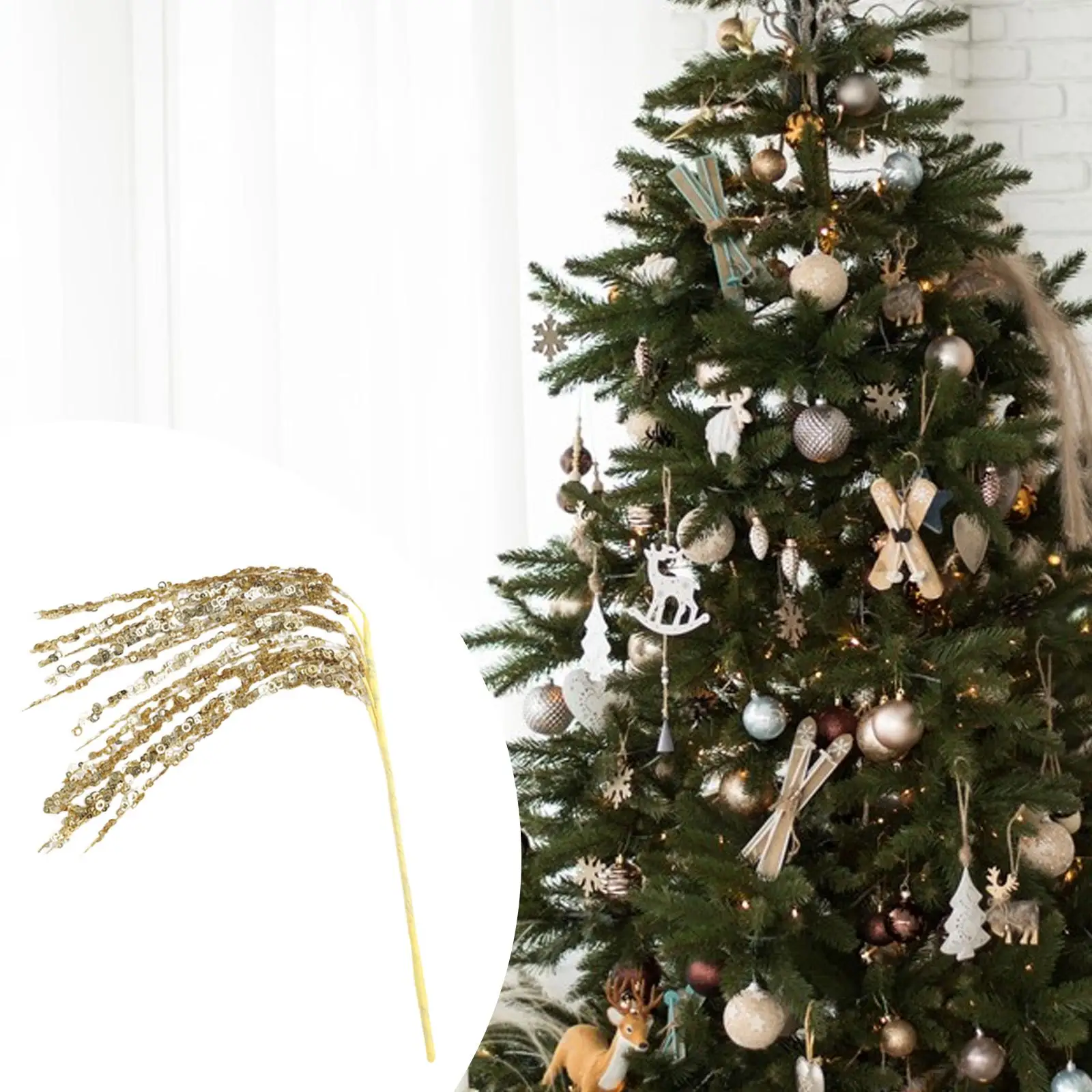 Ornement de sélection de paillettes artificielles, décoration de branches de paillettes de noël, arrangement floral brillant et scintillant