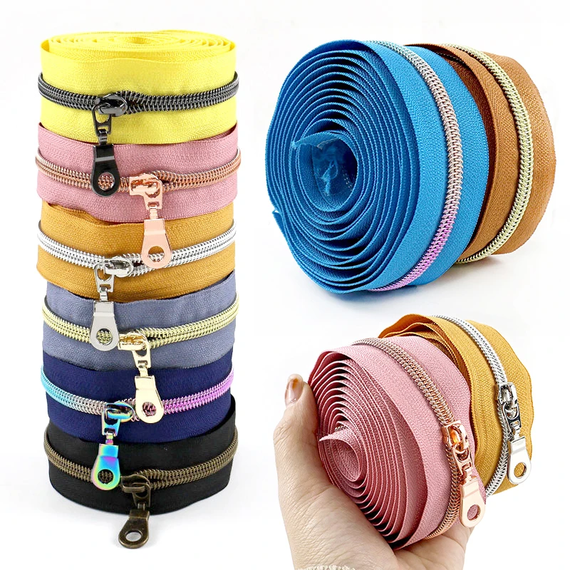 

10-30M 5# Sewing Nylon Zippers Tape with Slider Jacket Bag Cloth Coil Zipper Coat Closure Zips Slider Repair Kit DIY Accessories