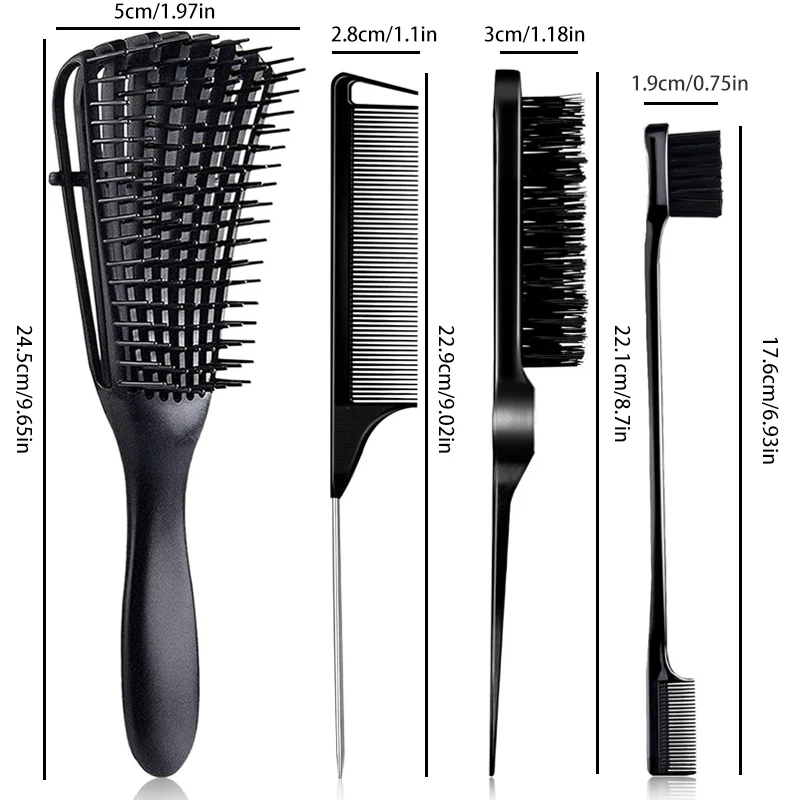 4-piece styling comb set,suitable for both men and women,for creating smooth hairstyles and anti-static effects.