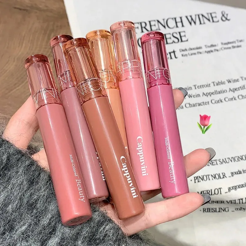 ピンクミラークリスタルリップグロスゼリーふっくら防水口紅長期的な防水保湿リップ釉薬リップティントメイクアップ