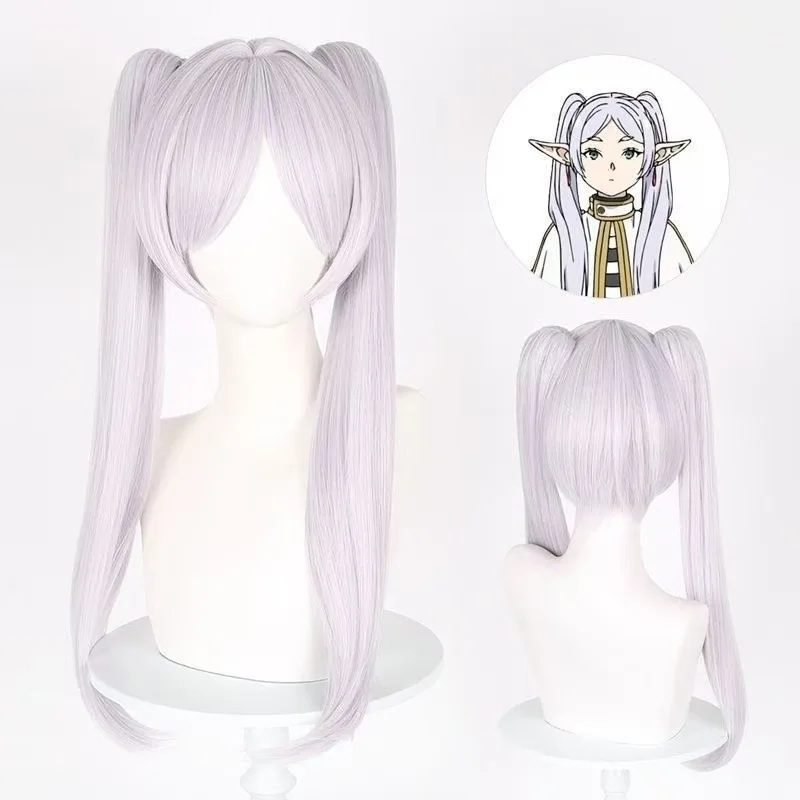 

1 piece of white double ponytail tied hair with long straight hair, anime cosplay burial of Fullian Fullian cosplay wig