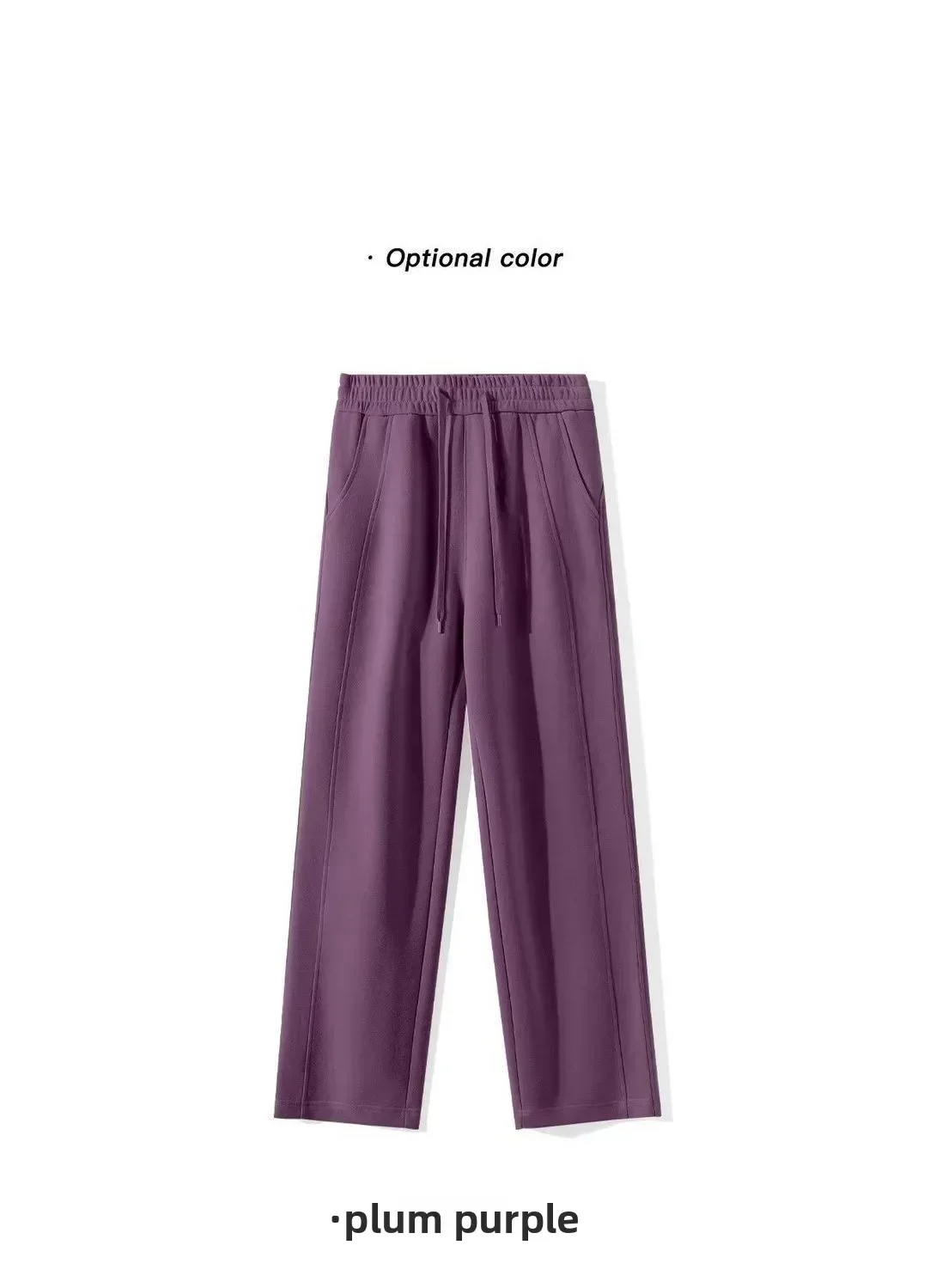Gerade geschnittene, weit geschnittene Hose in Merlot-Lila, schlankmachend, für Frühling und Herbst, locker fallend, sportliche Jogginghose im koreanischen Stil. – Detail 15