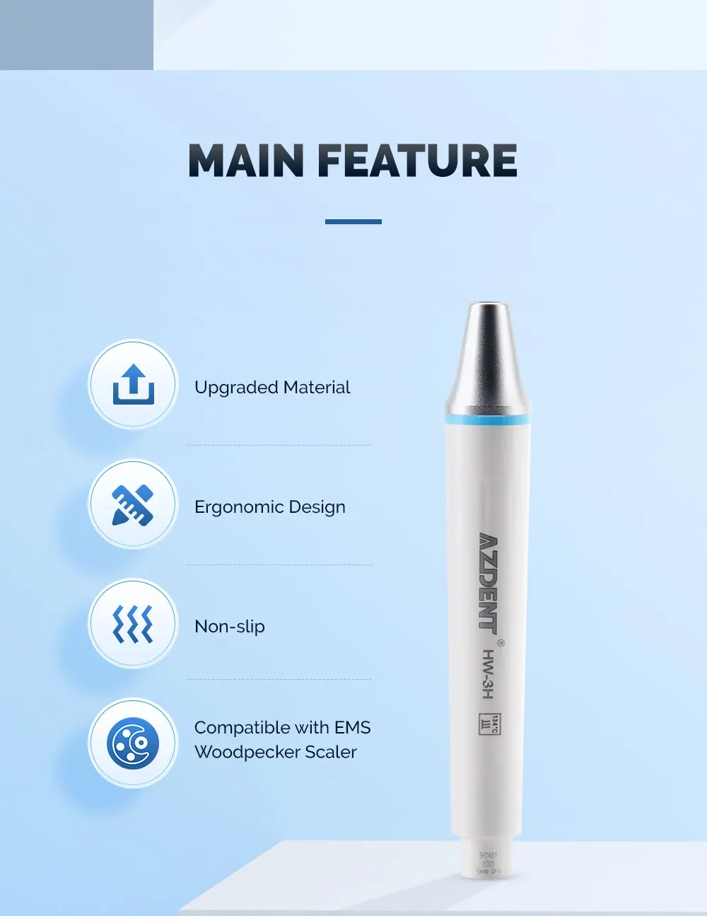 AZDENT Dental Ultraschall-Piezo-Scaler-Handstück mit LED-Beleuchtung, Plug-in-Griff, passend für EMS Woodpecker VRN DTE SATELE Ultraschall-Scaler – Detail 29