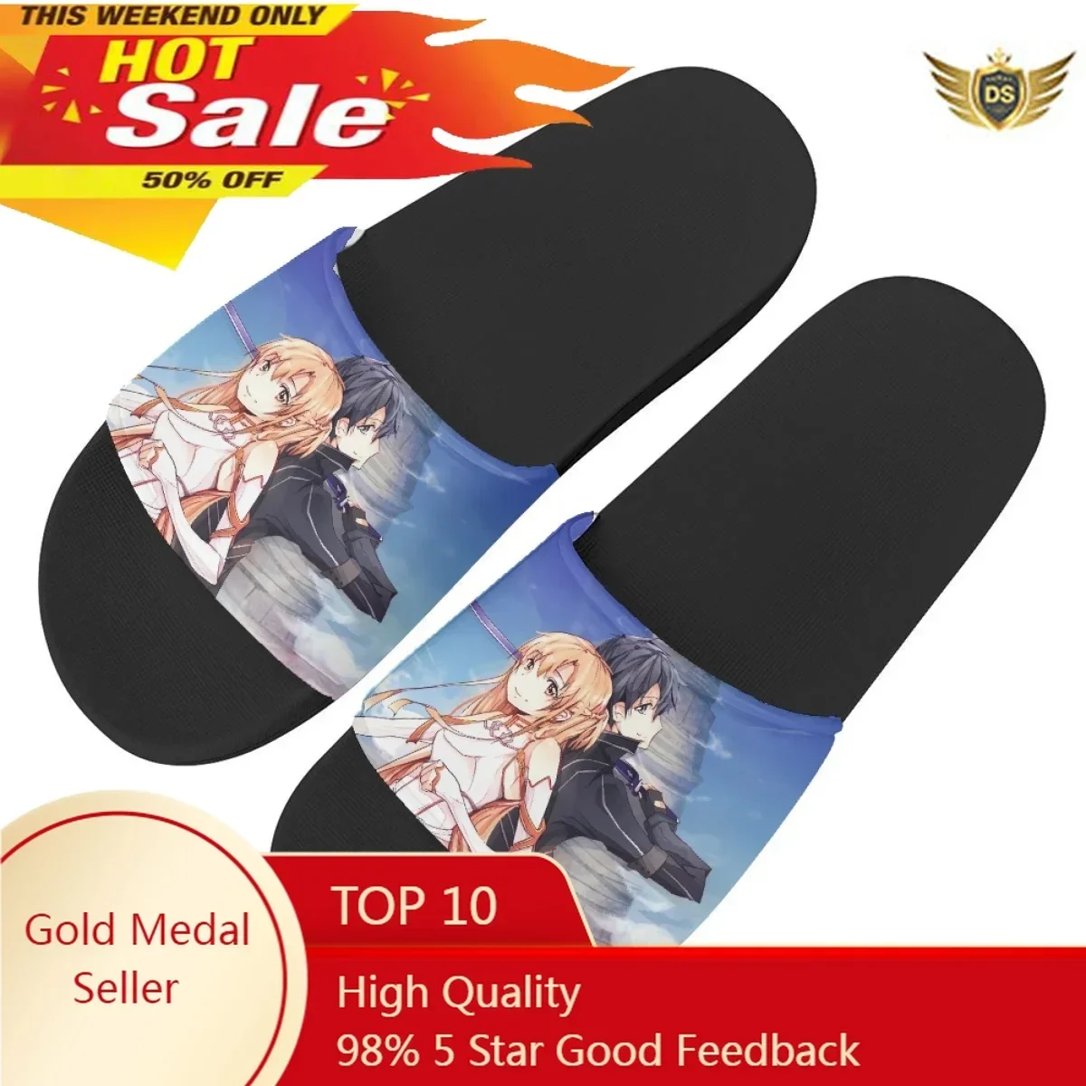 

ソードアート・オンライン Sandals Sword Art Online Pattern Leisure Flat Shoes Japanese Anime Movies Durable Slippers For Women Hot DIY Design