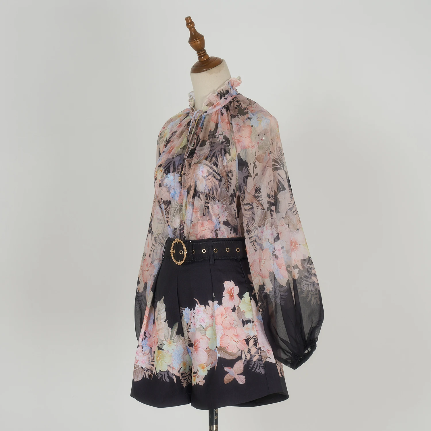 

Весна 2024, новый комплект женских хлопковых льняных брюк Sle с блузкой и подтяжками, шифоновые складки с цветочным принтом