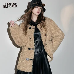 ELFSACK Korean Fashion Fleece Cotton Coats Women 2023 Winter Designer Clothes