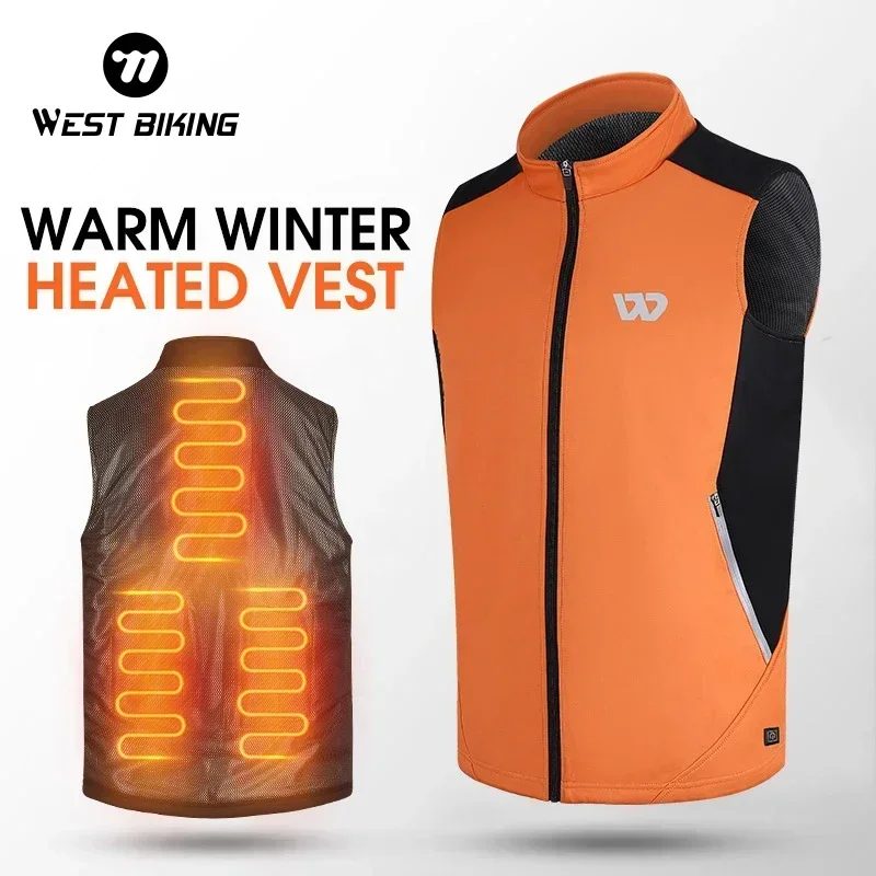 WEST BIKING Winter Heated Vest Men Women Sportswear USB Heated Jacket Motorcycle Cycling Thermal Hunting Camping Clothing M-2XL