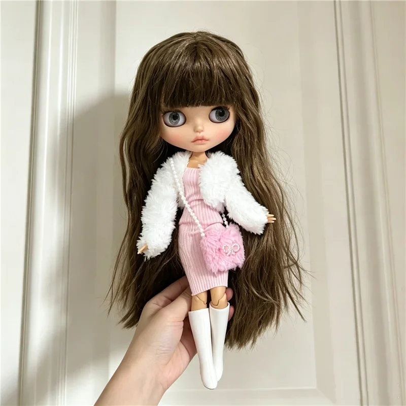 For Blythe Doll Outfit Clothes Luxury Checkered Coat Dress Set Sweet Princess Bowknot Skirt Clothing For Barbies OB24 Small 1/6