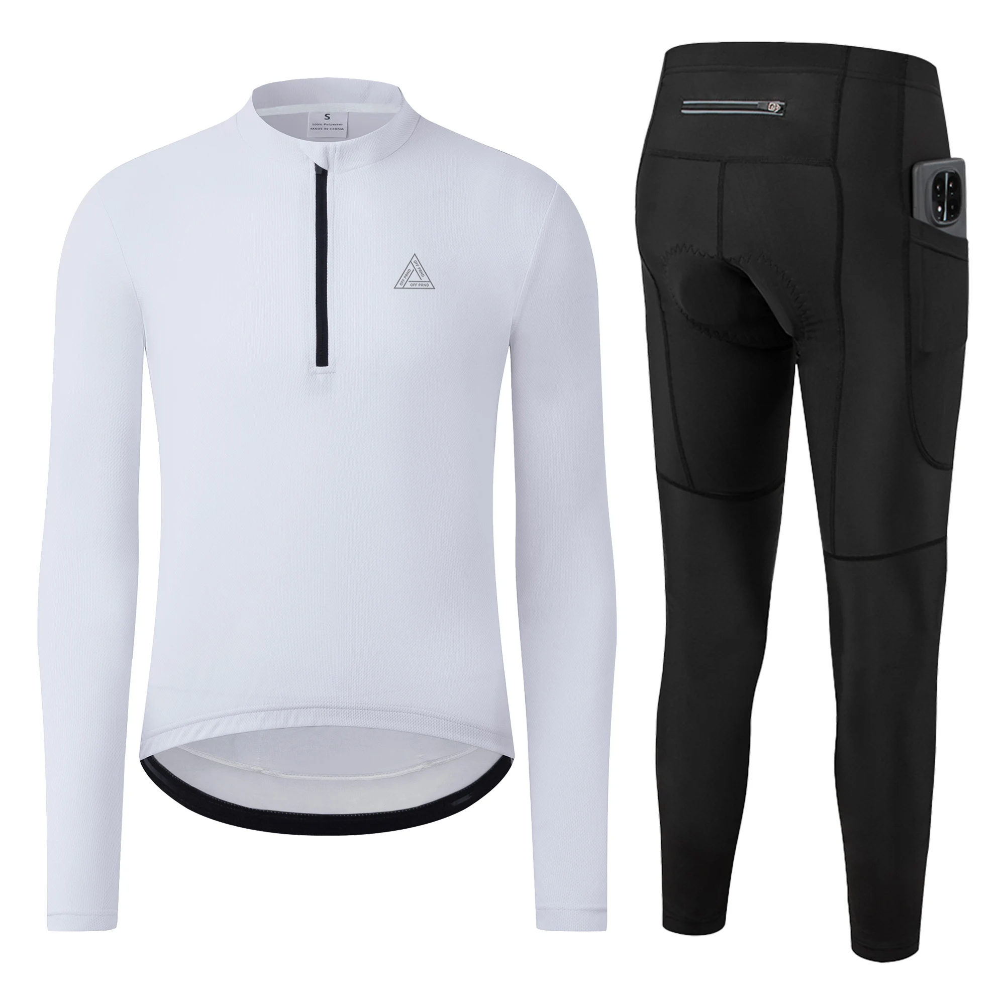 

Мужской комплект для велоспорта с длинными рукавами OFF PRND, топ и брюки для велоспорта, подушка для сиденья из губки высокой плотности, подходит для езды на велосипеде на большие расстояния