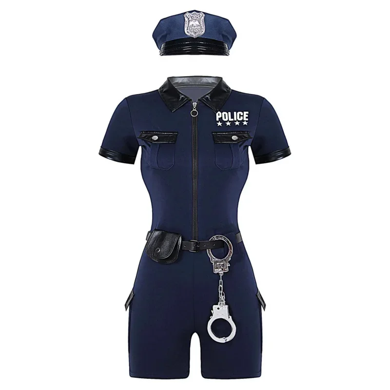 Polícia feminina cosplay traje sexy uniforme da polícia halloween clubwear zíper cosplay traje adulto fantasia vestido de festa