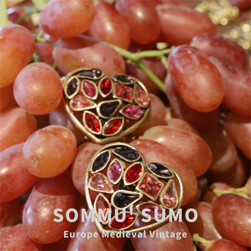 Retro Temperament Colored Jelly Glazed Love Metal Earrings Earrings