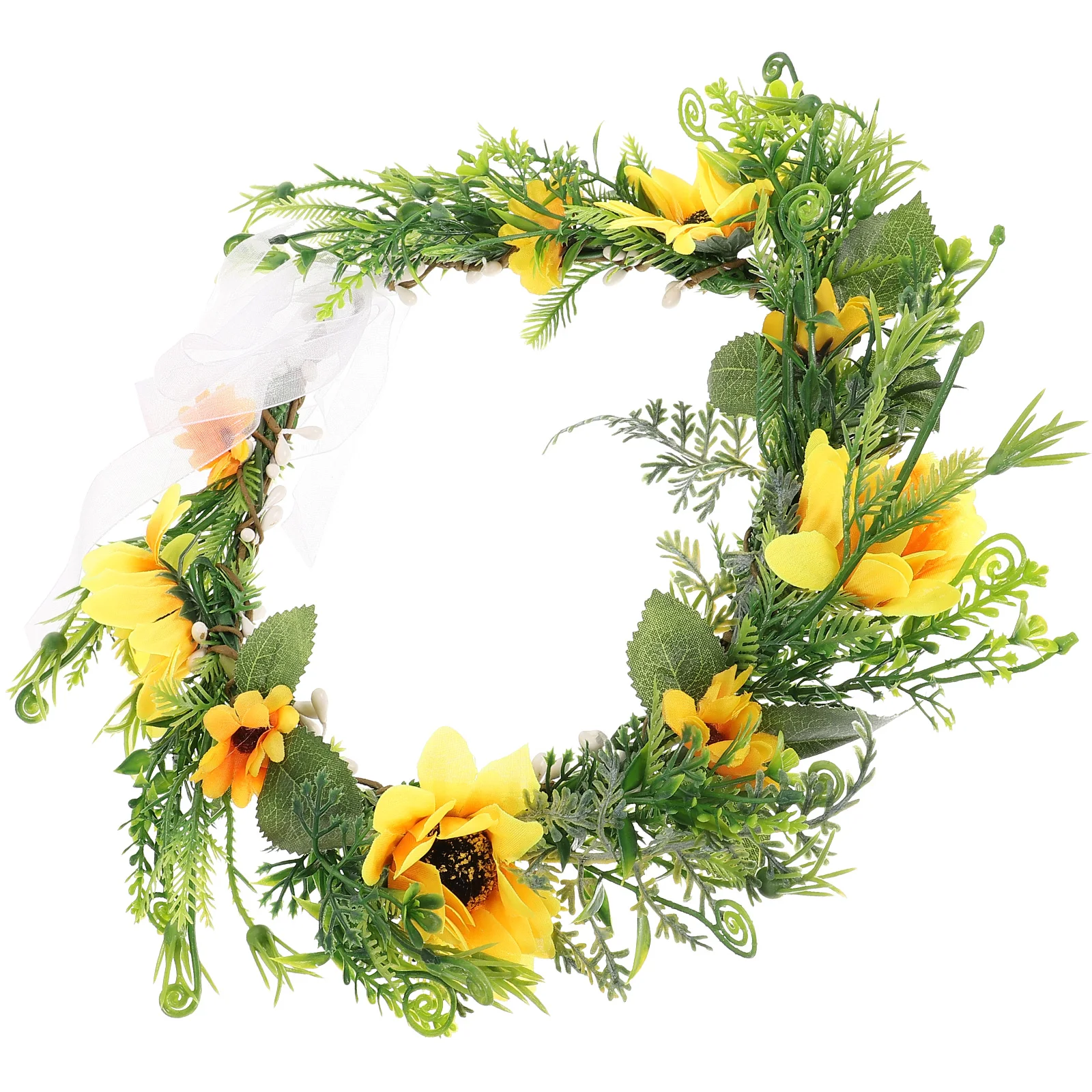 

Sunflower Bride Hair Wreath Boho Style Wedding Garland Headpiece Accessory for Girls Women Adjustable Comfortable Wear