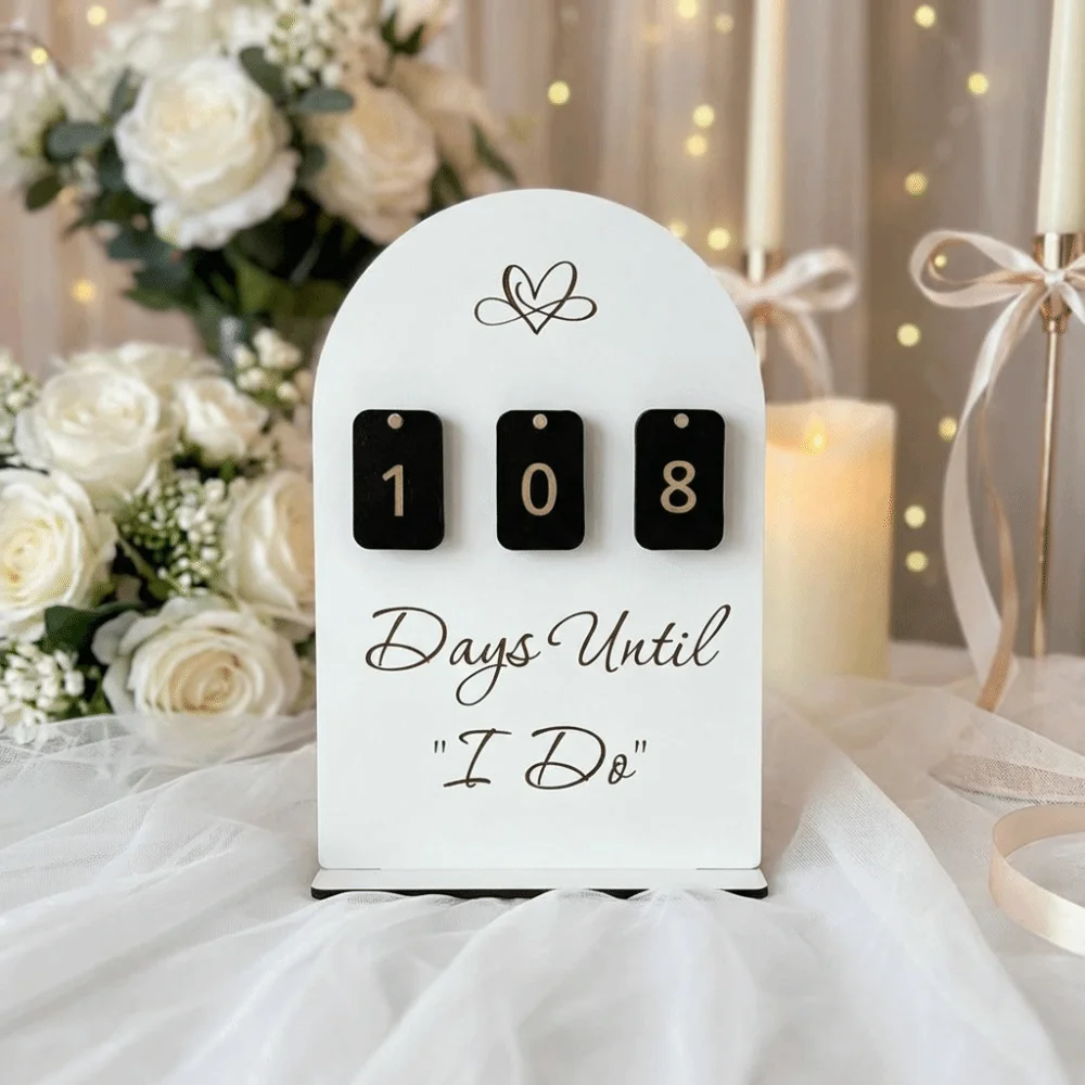 Wooden Display Wedding Countdown Sign Number Block Countdown Display Wooden Desktop Ornament Bohemian Design Desktop Ornament