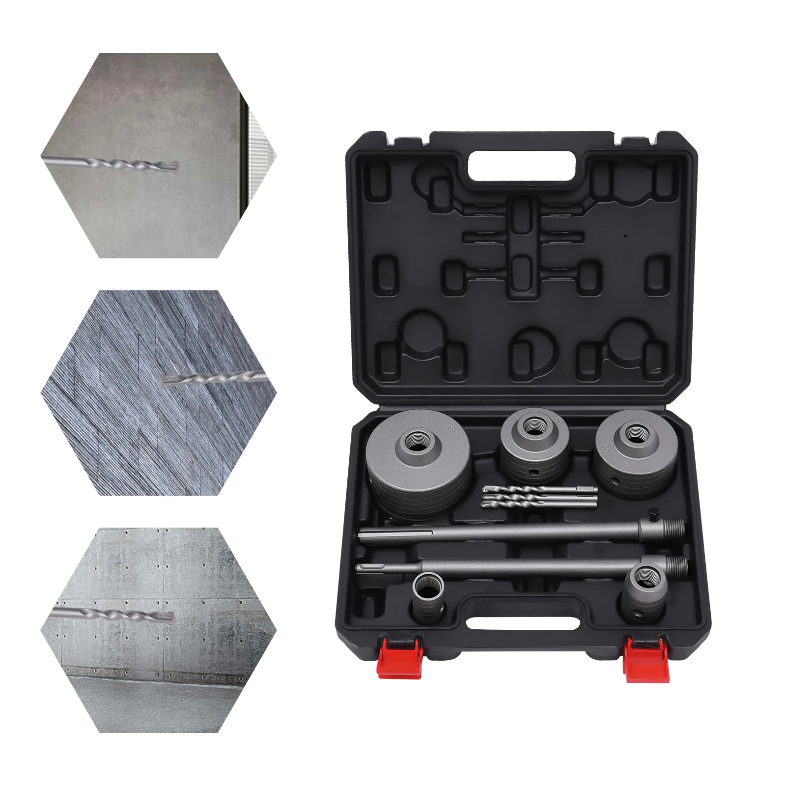 Concrete Hole Saw Kit, Multi Size Hole Spacing Kit 6Pcs/9Pcs For Brick, Cement