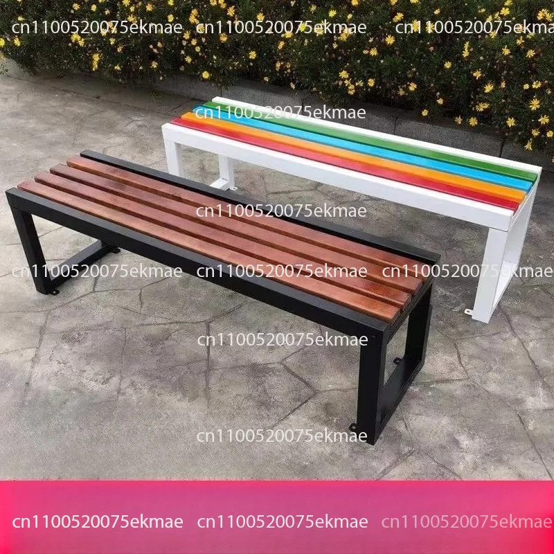 Park chair bench courtyard preservative wood outdoor bench row chair square