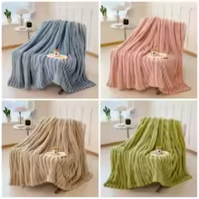 Solid color thickened wide striped multifunctional blanket, can be used as bed sheet cover blanket, nap blanket, pet blanket - Image 5