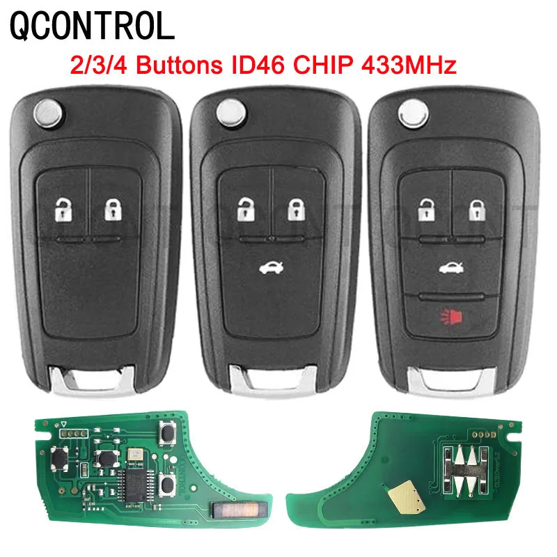 QCONTROL 2/3/4 Buttons Car Remote Key DIY for OPEL/VAUXHALL 433MHz for Astra J Corsa E Insignia Zafira C 2009-2016