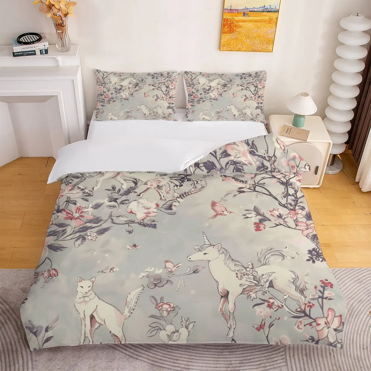 

Unicorn Down duvet cover large size Flowers Duvet cover set, 1 duvet cover and 2 pillowcases