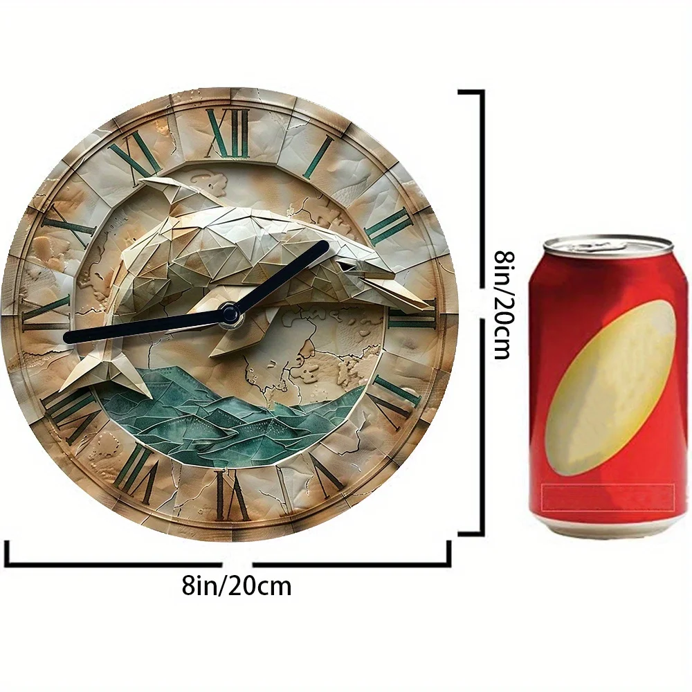 DIY Wall Clock Kit - Movement, 3D Dolphin Ocean Theme, High-Definition Printing, Craft Set for Home Decor and Graduation Gift