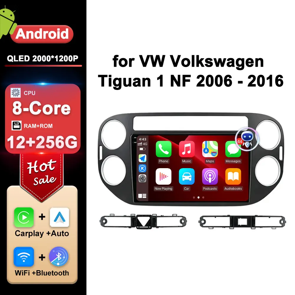 Bluetooth DSP Stereo Car Video Multimedia player for VW Volkswagen Tiguan 1 NF 2006 - 2016 Android Auto 2.5D IPS Touch Screen 4G