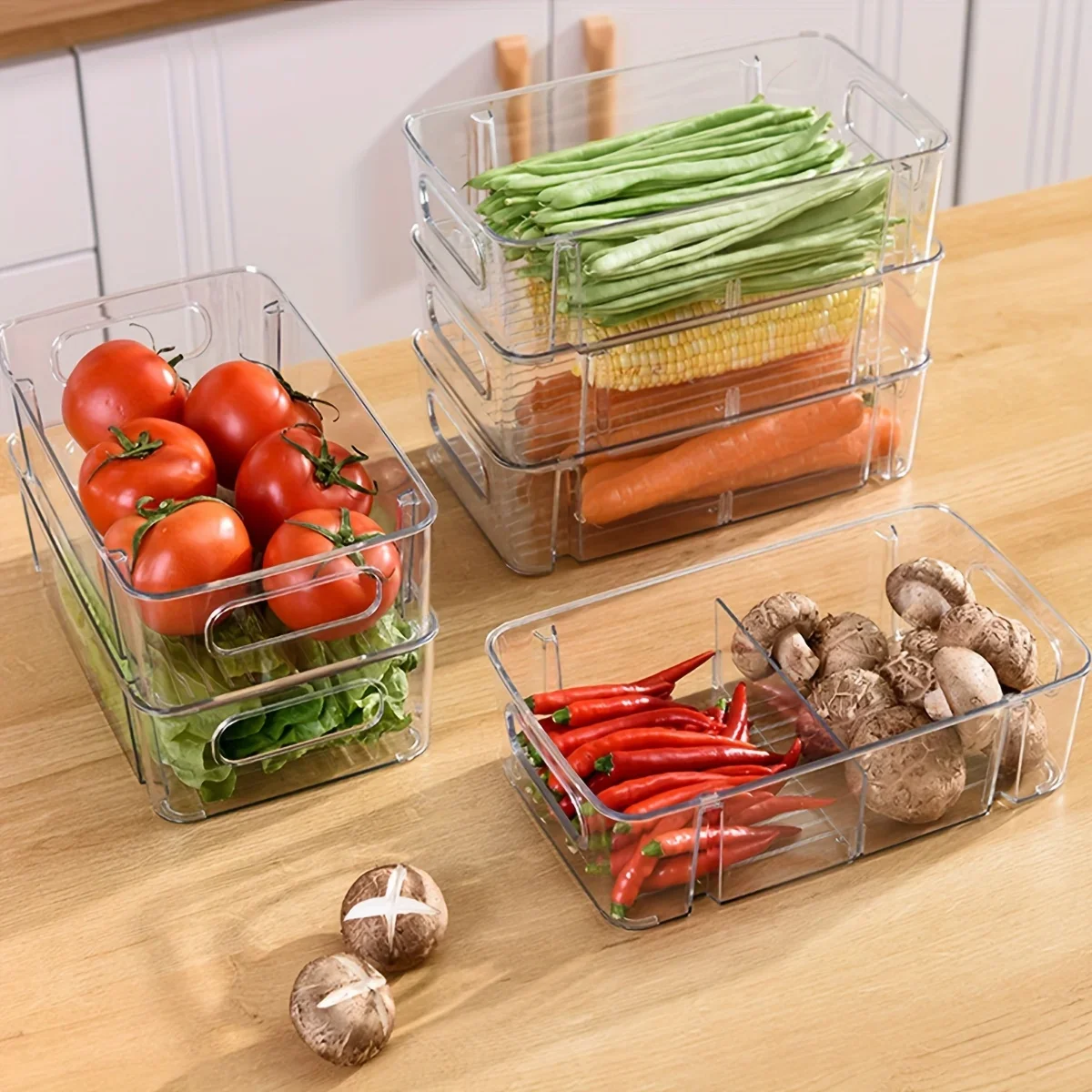 

2-Piece Clear Compartment Fridge Storage Bins, Multipurpose Organizer for Eggs, Produce & Freezer