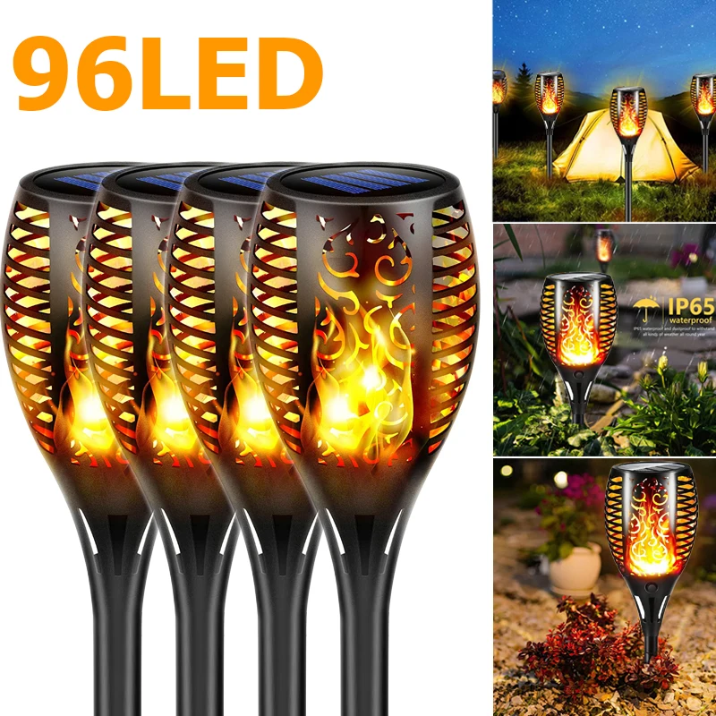 

Solar Flame Torch Stake Lights Outdoor Waterproof Garden LED Flickering Decoration Lawn Lamp for Landscape Patio Yard Path