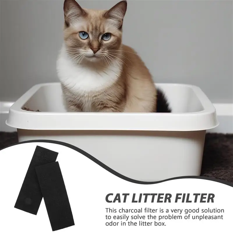 2pcs Charcoal Filter Pad Cat Litter Box Activated Carbon Filter Pad Cat Litter Deodorizing Filter Pad Toilet Filter