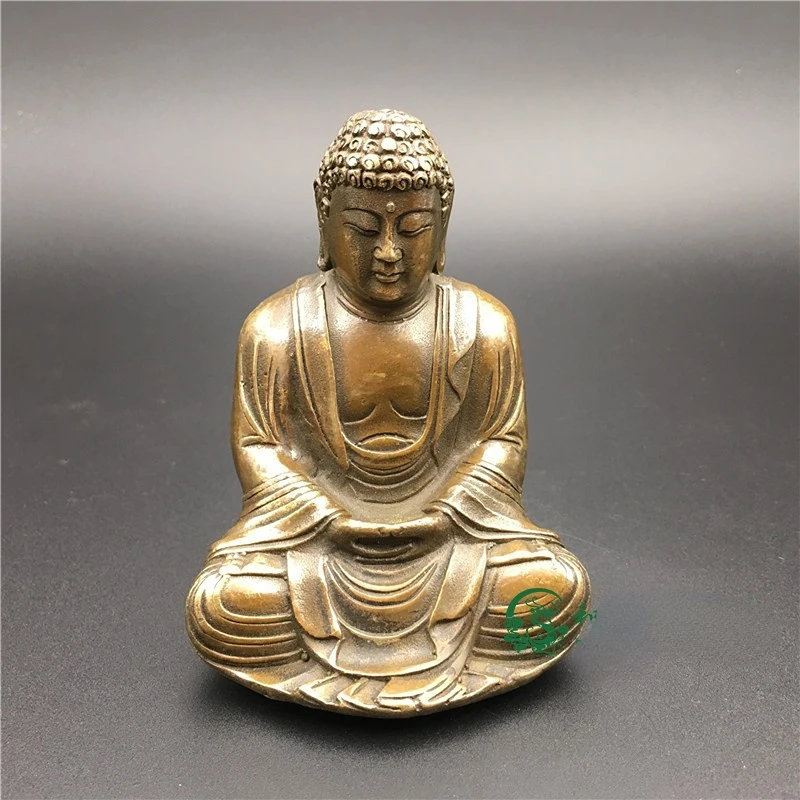 

Antique china brass hand made Shakya Mani Buddha Buddhism lotus statue