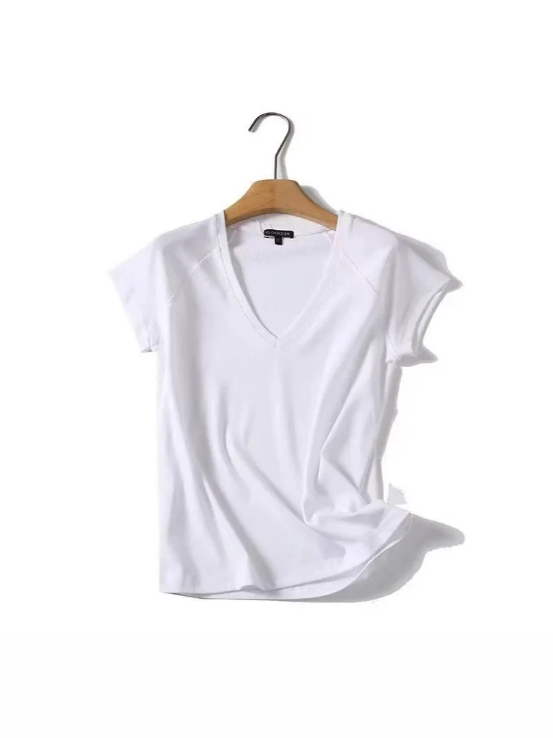 Dave&Di Summer Women's Casual Fashion Simple And Slim Fit Slimming And Clean Version Short Sleeved Base Shirt T-shirt