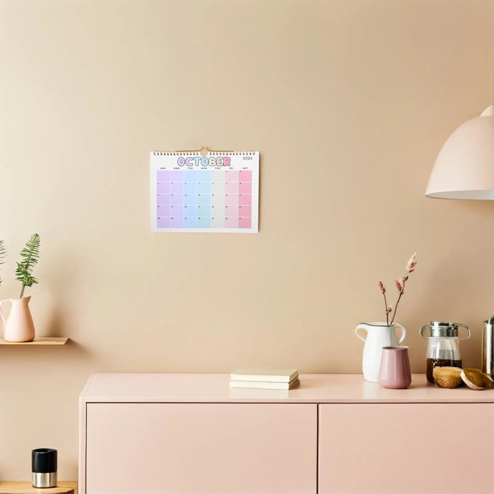 

2026 Hanging Calendar 12-Month Spiral Wall Calendar Minimalist Cartoon Alphabet Design 11x8.25 Inch Tear-Off Pages for Home