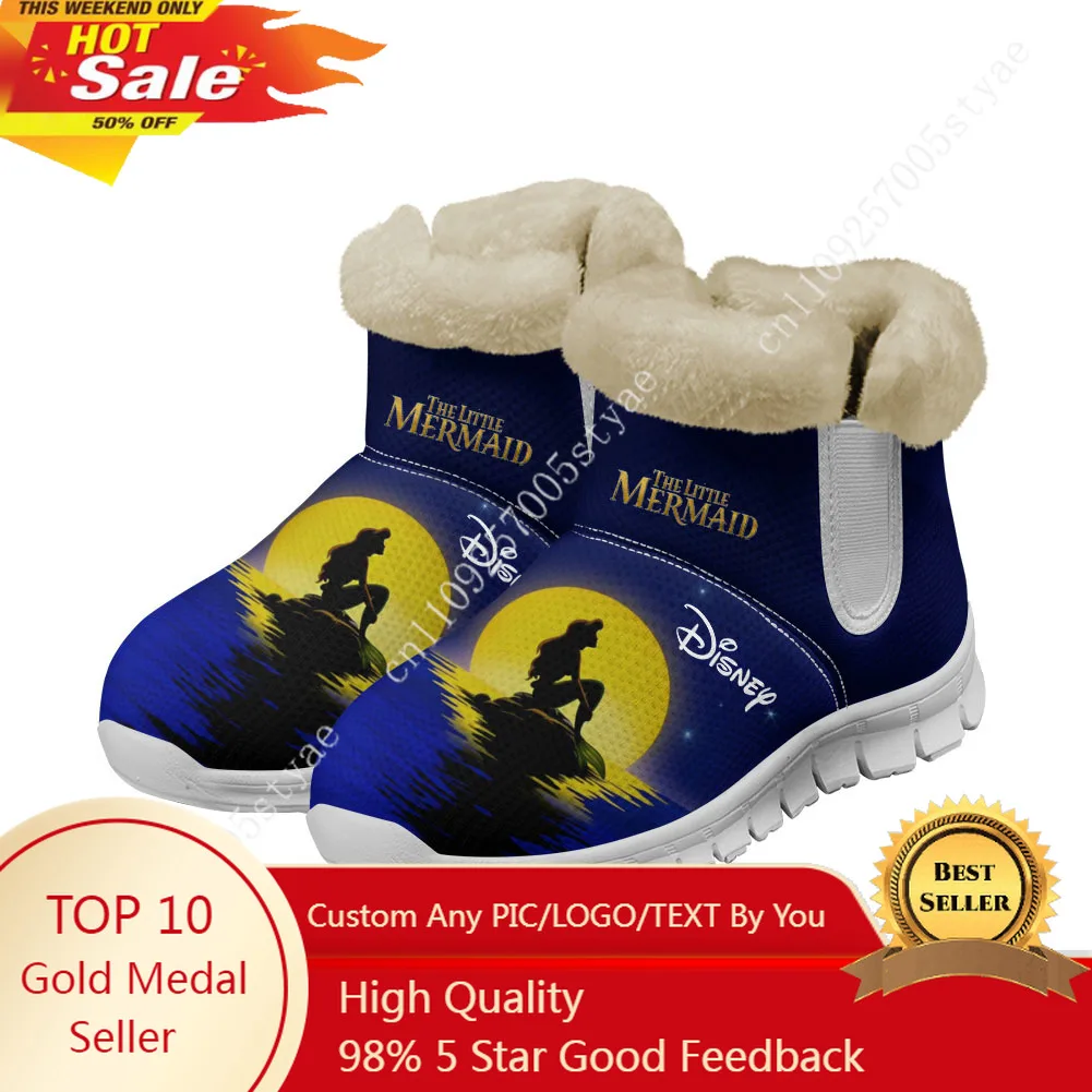 

Зимние ботинки Disney Ariel The Little Mermaid, мужские и женские теплые ботинки, легкие повседневные ботинки, обувь для занятий спортом на открытом воздухе