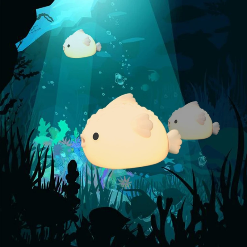 

Creative pufferfish night light, children's birthday gift, bedroom bedside companion sleep light, cute atmosphere pat silicone l