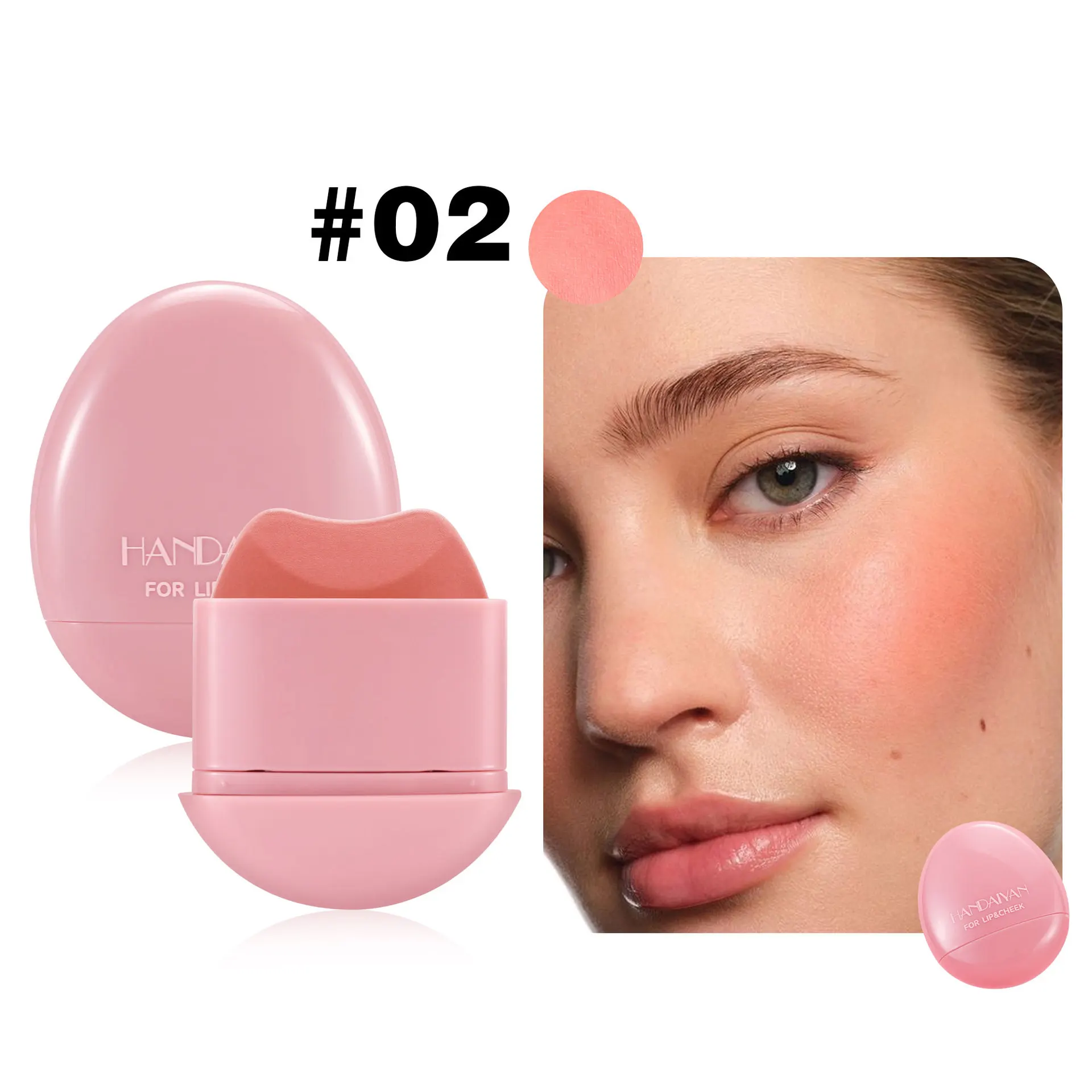 Batom blush fosco em forma de seixo, design de longa duração, à prova d'água, acabamento natural altamente pigmentado para maquiagem diária e viagens