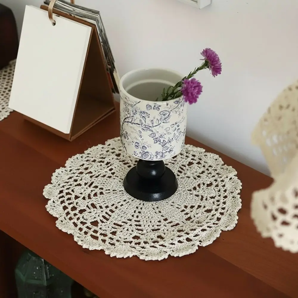 New Round Oval Crochet Doilies Crochet Cotton Beige Crochet Placemats Handmade Doilies