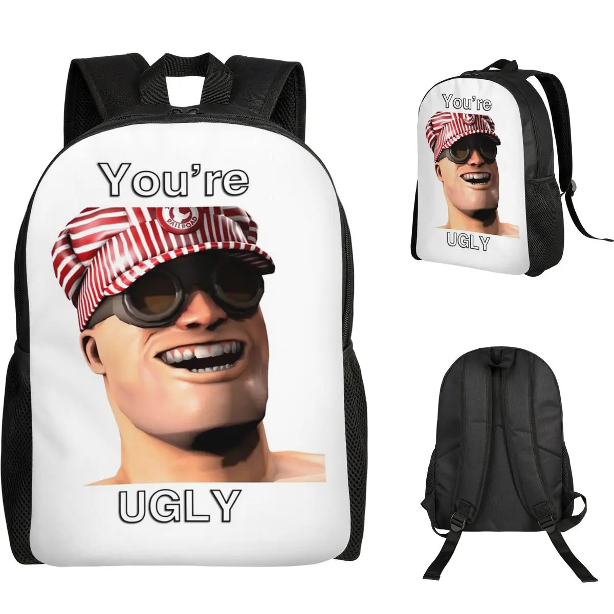 You're Ugly I Smell Jojo Engineer TF2 Team Fortress 2 Backpack Student Boys Girls BookBag School Bag Computer Shoulder Bags