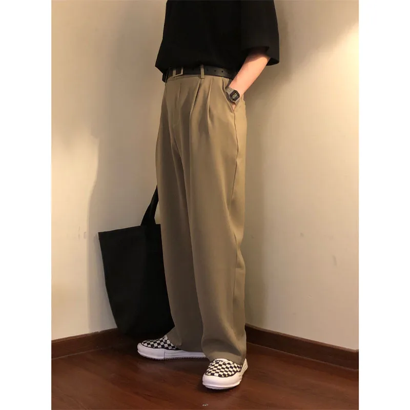 

Новые мужские брюки 2025 года в американском ретро-стиле, широкие, свободные, прямые, из струящейся костюмной ткани, для весеннего сезона