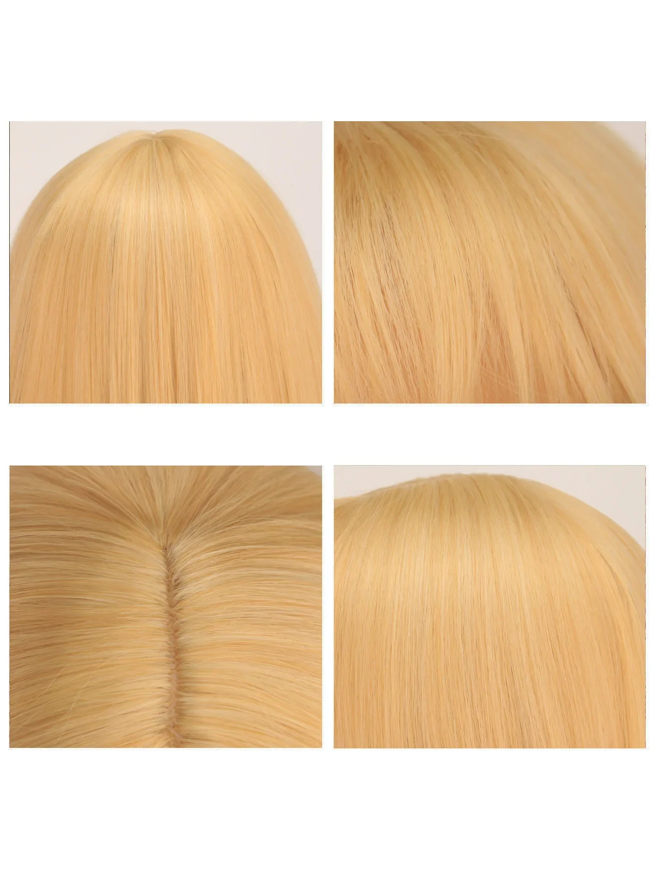 QQXCAIW Parrucca sintetica per ragazze Parrucca corta diritta per cosplay Parrucca per capelli biondi per feste in costume per donne