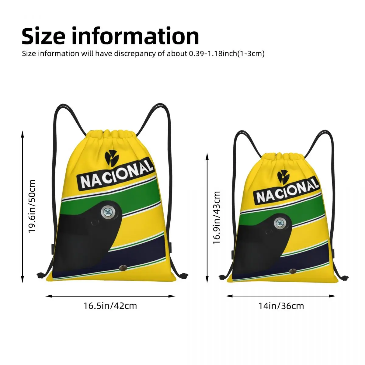 Ayrton Senna Racing Drawstring Backpack Gym Sports Sackpack Senna Helmet String Bags for Running