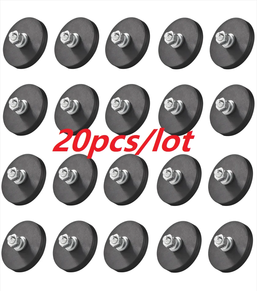 WD43mm M6  2/5/10/20pcs Rubber Coated Magnet Anti Scratch Magnet Coated Base with Threaded Stud for Light Bar Camera Solar Panel