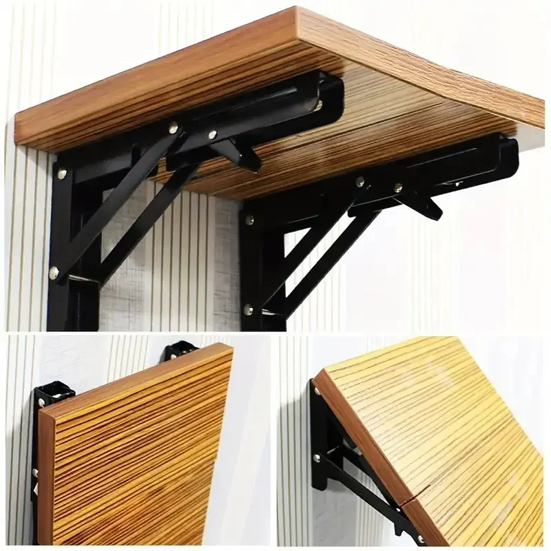 Folding Shelf Brackets Heavy Duty Stainless Steel DIY Wall Mounted Collapsible Furniture Space Saving for Garage Workstation