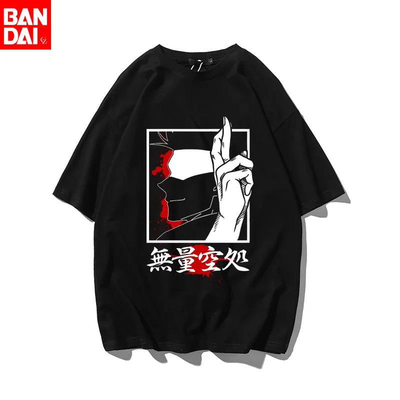 

Футболка унисекс Jujutsu Kaisen 2026 летняя черная с принтом Сатору Годжо и Мусо Холлоу, фиолетовая, аниме-графика, уличная одежда