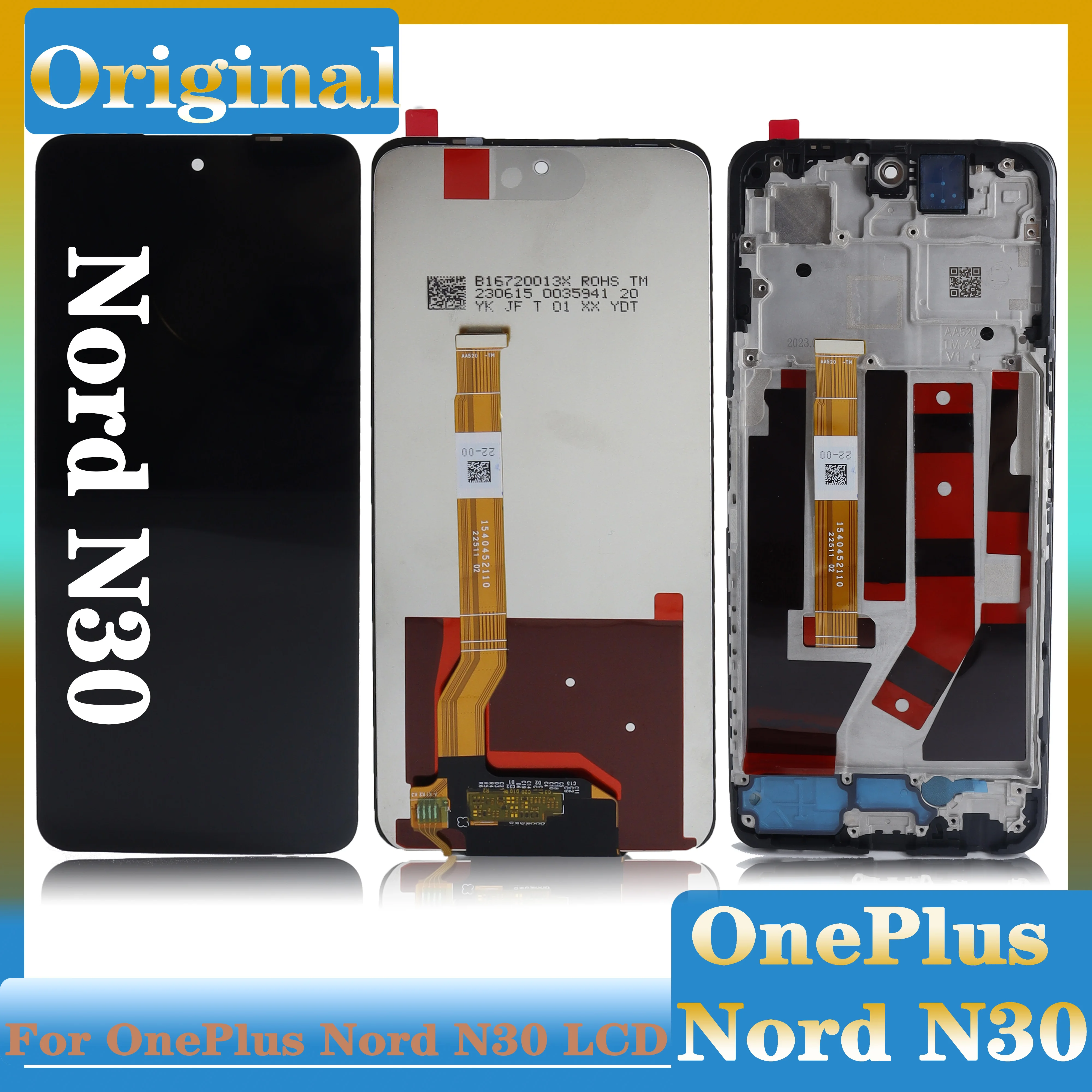 

100% Teste Display for OnePlus Nord N30 LCD Touch Screen Digitizer Assembly Parts, Replacement for OnePlus Nord N30 with Frame