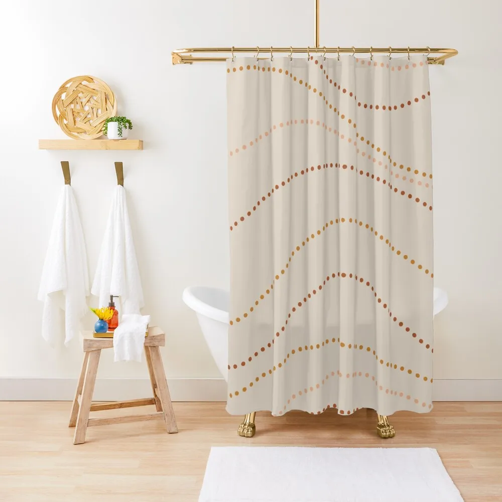 

Dotted Waves Minimalist Neutral Pattern In Sand Beige and Earth Tones Shower Curtain Bathroom Fabric Curtain