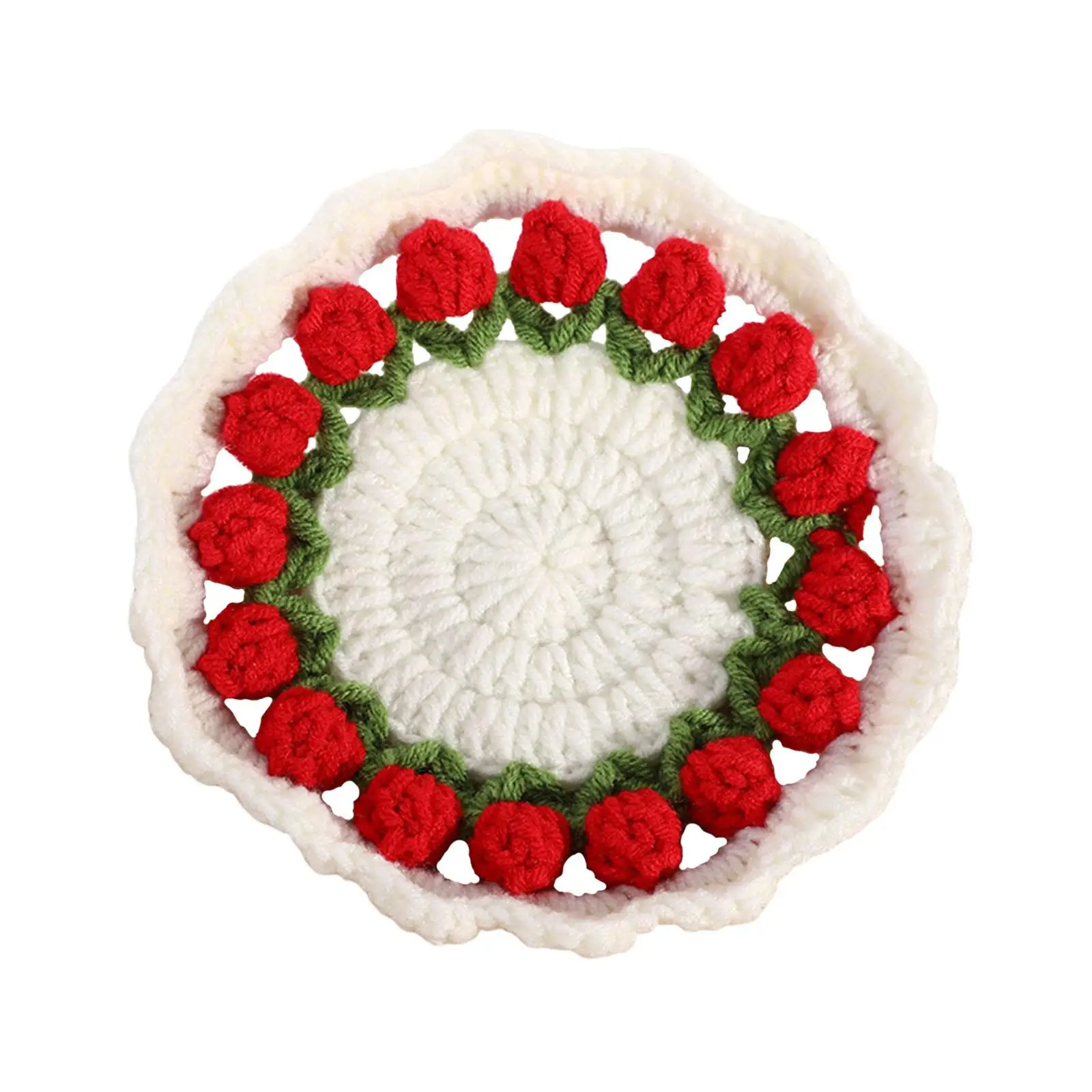 Flower Blanket Coaster DIY Craft Finished Decor Retro Design Handmade Crocheted