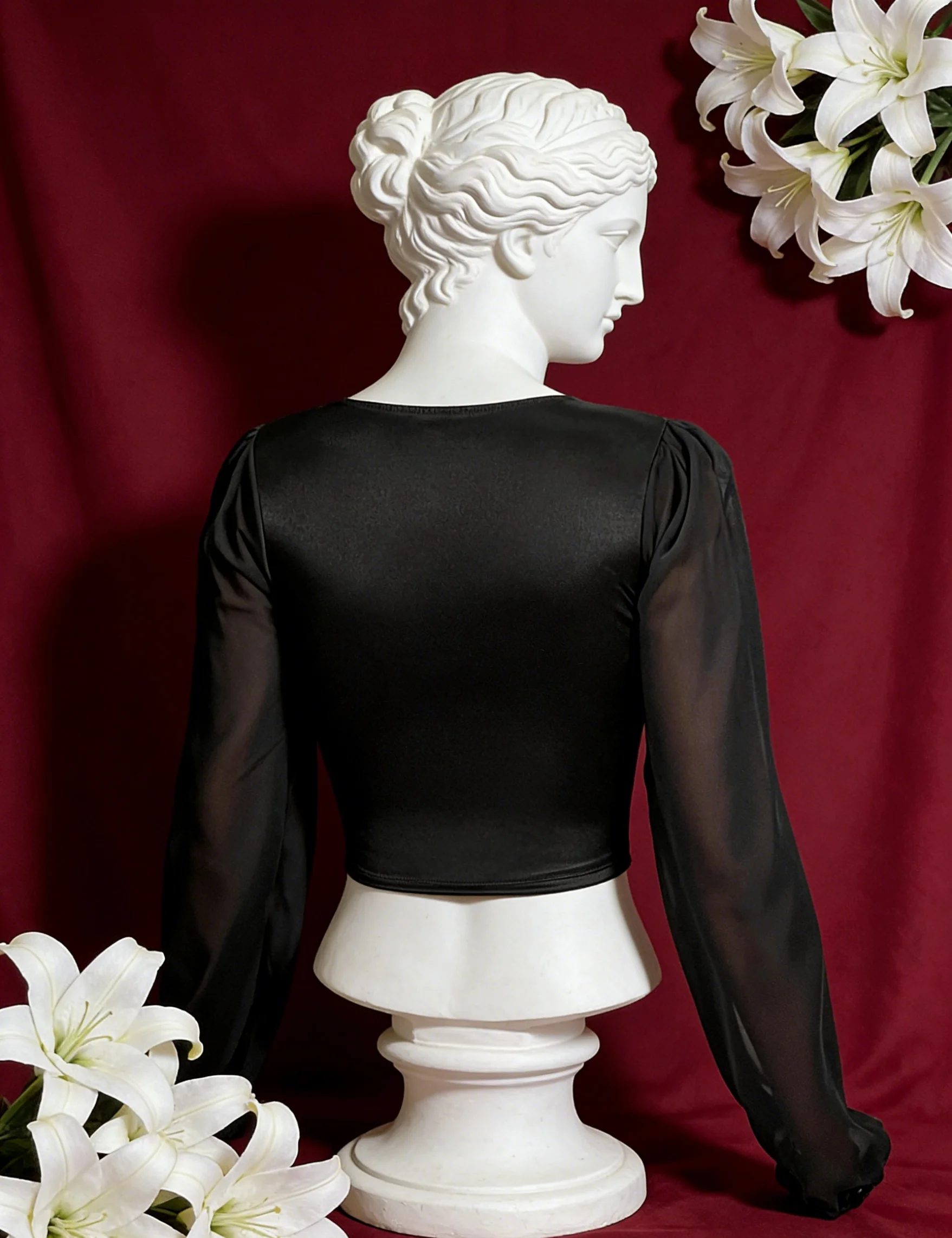 【 Fragments.SPECIAL LINK:THE MASCOT'SLITTLE GIFT.】Hot & Sweet Sheer 3D Slim-Fit Black Sexy Women's T-Shirt
