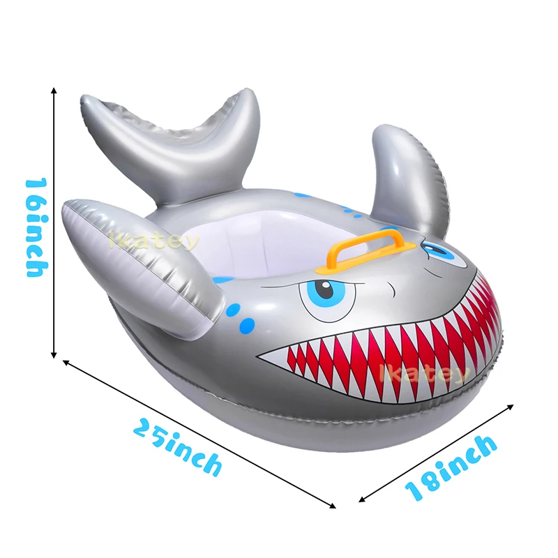 1Pcs Shark Shaped Baby Inflatable Pool Toys for Kids Toddles Swimming Pool Float Ring Water Sports Summer Beach Party Supplies