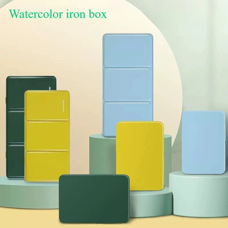 16/24 Color Solid Watercolor Pigment Box Palette Empty Iron Box Easy To Carry Anti-fall Durable for Store Pigment Color Mixing