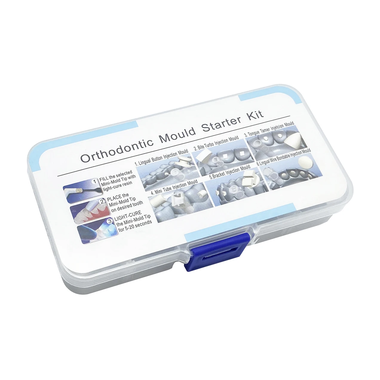 WELL CK Dental Mini Orthodontic Mould Starter Kit Accessories Injection  Ortho Lingual Button 1 Handle 6 Mould/set