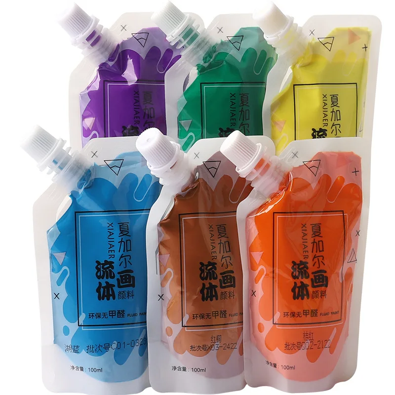 100ML/1 uds/pintura acrílica fluida multicolor bolsa xiajiaer oso violento pintura fluida de tinte DIY
